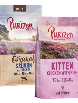 Gemischtes Sparpaket Purizon 3 x 2,5 kg - Kitten Mix: Lachs mit Huhn, 2 x Huhn & Fisch