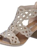 Rieker Sandalette Sommerschuh, Schaftsandale, Urlaubschuh, Blockabsatz mit Glitzersteine in 00000