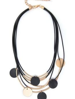 Firetti Kette mit Anhänger mehrreihig runde Plättchen Bicolor