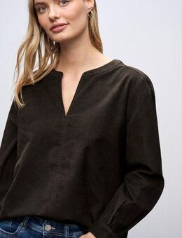 STREET ONE Langarmbluse mit geschlitztem Rundhalsausschnitt