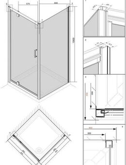 welltime Eckdusche Texas, BxT: 90x90 cm, Sicherheitsglas, Dusche inkl. Metallgriffe, Duschkabine, Duschabtrennung mit Drehtür