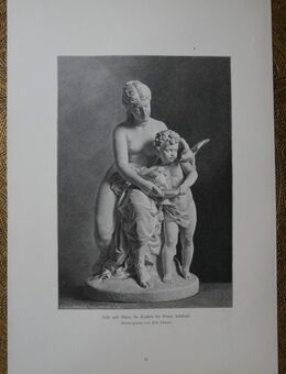 Grafik ; Hebe und Amor , die Taube der Venus tränkend. , Marmorgruppe von Fritz Schaper , Blatt 42cm x 29cm , M - C - Görlitz