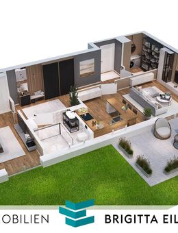 Neubau-Erstbezug! Rollstuhlgerechte EG-Wohnung mit Terrasse, kleinem Garten & Tiefgaragenstellplatz - Achim