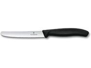 Victorinox Swiss Classic Tomatenmesser, Brotzeitmesser, 6-teilig, Scharfe Klinge, Wellenschliff, 11 cm, rostfreier Stahl, schwarz - Altenbeken