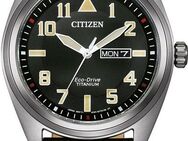 Citizen Solaruhr BM8560-29EE, Armbanduhr, Herrenuhr, Titan, Datum, Lederarmband