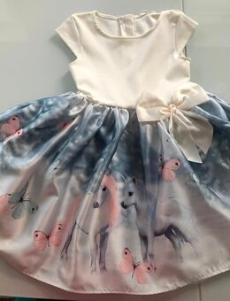 Mädchen Kleid Einhorn Pferd Weihnachten Winter Schnee Silvester Festlich Ausgestelltem Rock Rückenreißverschluss NEU Gr. 98/104 - Albstadt