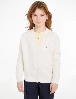 Tommy Hilfiger Strickjacke MIX TEXTURED CARDIGAN Kinder bis 16 Jahre mit Logostickerei