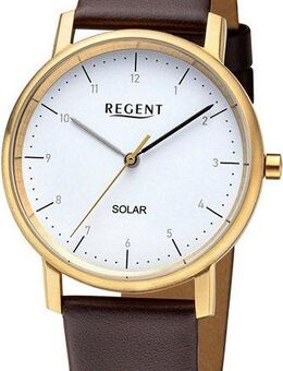 Regent Solaruhr F1555 - 20679GP, Armbanduhr, Damenuhr, Lederarmband, analog