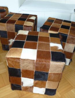 NEU Leder Sitz-HOCKER Kuh-Fell IKEA Jularp Sitz-Bank Stuhl Würfel Unikate Fell-HOCKER Kuhfell Patchwork Sofa - Lehrte