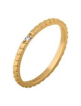 CAÏ Fingerring 925/- Sterling Silber vergoldet Herzen Zirkonia Stacking