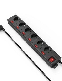 Hama Mehrfachsteckdose 6-fach Steckerleiste, mit Schalter Steckdosenleiste 6-fach (Schalterbeleuchtung, separate Ein- / Ausschalter, Schutzkontaktstecker, Kabellänge 1,4 m)