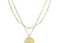 Elli Gliederkette Layer Coin Ornament Münze Zirkonia 925 Silber