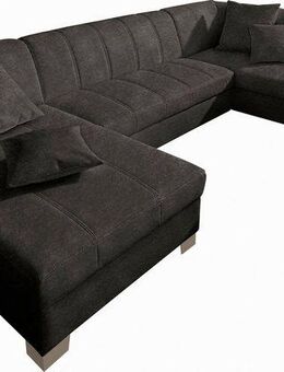 DOMO collection Wohnlandschaft Turah moderne Steppung, incl. Zierkissen, auch in Leder, wahlweise mit Bettfunktion, B/T/H: 297/82/75 cm, U-Form