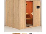 Karibu Sauna Dima, BxTxH: 196 x 170 x 198 cm, 68 mm, (Set) 3,6-kW-Plug & Play Ofen mit externer Steuerung