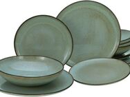 CreaTable Tafelservice Geschirr-Set Stone Town (12-tlg), 4 Personen, Steinzeug, Service, organische Form, Handmade Charakter, 12 Teile, für 4 Personen