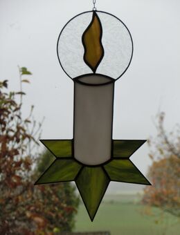 Fensterbild Tiffany Kerze mit Stern - Eschweiler