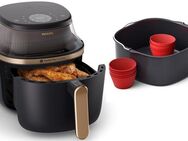 Philips Heißluftfritteuse NA342/00, 2000 W, RapidAir Plus Technologie und 16 Kochfunktionen, Schwarz/Kupfer