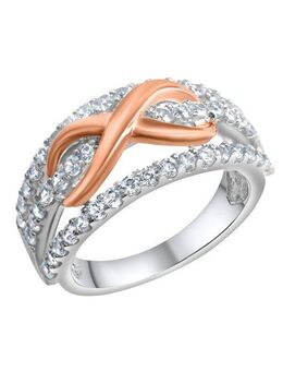 Zeeme Fingerring Silber 925 zweifarbig mit Unendlichkeits-Motiv