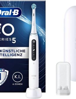 Oral-B Elektrische Zahnbürste iO 5, Aufsteckbürsten: 1 St., mit Magnet-Technologie, LED-Anzeige, 5 Putzmodi, Reiseetui