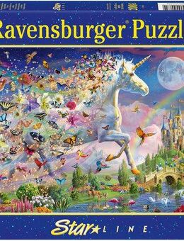 Ravensburger Puzzle Star Line, Leuchtendes Schmetterlingseinhorn, 200 Puzzleteile, Made in Germany