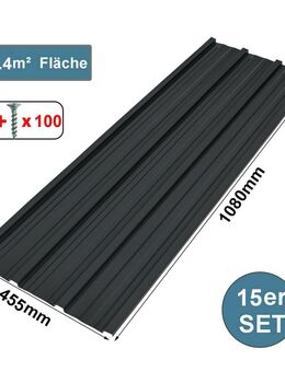15x Dach Dacheindeckung Profilblech Bleche Trapezblech Metall Dachblech Stahlblech Wandblech Fassade Platten Set Farbwahl - Wuppertal