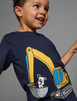 KIDSWORLD T-Shirt Kurzarm, Basic-Passform, mit stylischem Druck, mit Rippbündchen