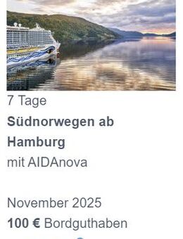 AIDA Kreuzfahrt · Südnorwegen ab Hamburg · 7 Tage · ab 695,- p. P. - Wertheim