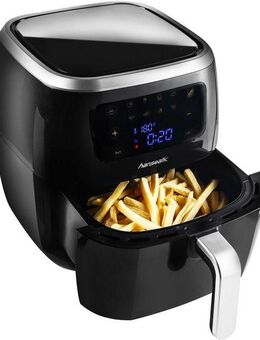 Hanseatic Heißluftfritteuse HFH1800-6BD, XXL 6 L, Dörrfunktion, 1800 W, Touchdisplay, 8 voreingestellte Programme