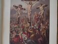 Jesus am Kreuz , Chromolithographie um 1900 , Abbildung 27cm x 21cm ,Religion in 02828