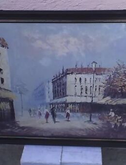 Wandbild  Motiv "Stadtleben", 69 x 59 cm, mit Holzrahmen - Simbach (Inn)