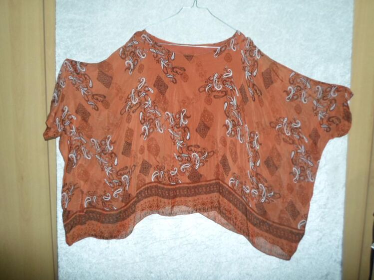 Bluse reine Seide rostorange mit Paisleymuster Gr. 40/42 NEU - Rödermark