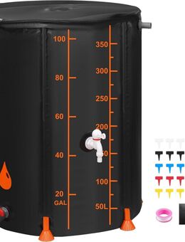 Regentonne Regentank 379 Liter Faltbar Regenfass Regenwassertonne Wassertank Regenwassertank Gartens Starter Set Set534 - Wuppertal