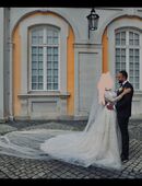 Brautkleid mit langer Schleppe und 4m Schleier in 46047