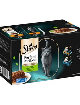 Megapack Sheba Perfect Portions 64 x 37,5 g - Truthahn & Thunfisch in Sauce