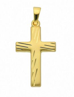 Adelia´s Kreuzkette Halskette - Kreuzkette mit Kreuz Anhänger aus 333 Gold, Schmuckset mit bis 45 cm stufenlos verstellbarer 925 Silber Halskette