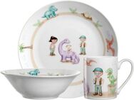 LEONARDO Kindergeschirr-Set BAMBINI AVVENTURA (3-tlg), 1 Personen, Porzellan, Dino