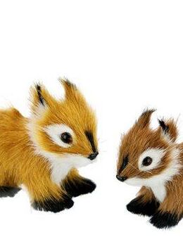 I.GE.A. Dekofigur Tierfigur mini Eichhörnchen 2er Set (2 St), Kunstfell Statue Ornamente Pelz Plüschtier Wald-Pelztier Waldtier