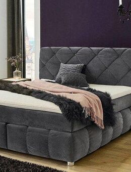 Jockenhöfer Gruppe Boxspringbett Bella erhältlich in 140 & 180cm Breite, mit Kaltschaum-Topper und Rauchglas-Steinen