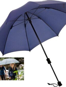 EuroSCHIRM® Stockregenschirm Swing handsfree, marineblau, verlängerbarer Schaft, handfrei tragbar