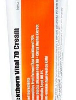 Purito Gesichtspflege Sea Buckthorn Vital 70 Cream, Beruhigt und schützt müde Haut, reich an Vitamin E, B, K und C.