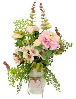 Kunstblume Arrangement Blüten/Ranunkel, I.GE.A., Höhe 44 cm, Topf aus Keramik