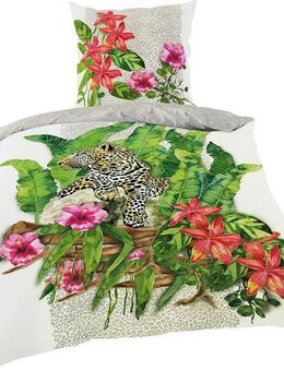 BIERBAUM Wendebettwäsche Tiger, Mako-Satin, 2 teilig, mit Dschungel-Motiv