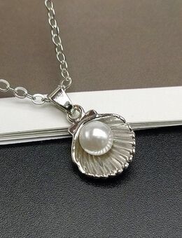 ☝️☝️☝️ Halskette, 925 Silber plat. + Anhänger Perle in Muschel, NEU ⭐⭐⭐⭐⭐ - Gersthofen