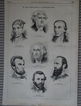 Die zweimal gewählten Präsidenten der nordamerikanischen Republik. , 1873 , Blatt 38cm x 26cm , Amerika , M70 - Görlitz