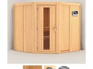 Karibu Sauna Jarin, BxTxH: 196 x 196 x 198 cm, 68 mm, (Set) 9-kW-Bio-Ofen mit externer Steuerung