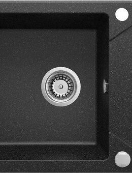 Deante Granitspüle Evora, rechteckig, 59/44 cm, 1-Becken mit Abtproffläche