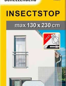 SCHELLENBERG Fliegengitter-Gewebe für bodentiefe Fenster und Türen, (Set, 1-St), Insektenschutz ohne bohren, 130 x 230 cm, weiß und anthrazit