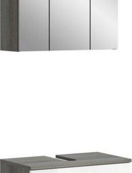 welltime Badmöbel-Set Lucca, bestehend aus: 1x Waschbeckenunterschrank & 1x Spiegelschrank, (Set, 2-St), inkl. Ausatzleuchte, Badkombination, Bad-Möbel, Badezimmer