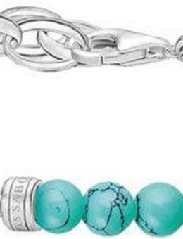 THOMAS SABO Charm-Armband mit Beads, A2098-130-11-L19, A2098-404-17-L19, mit Onyx oder Türkis-Imitat