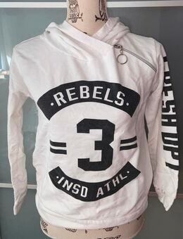 Weißer Hoodie mit Print & Reißverschluss – sportlich & stylisch (Größe XS / 34) - Mainz